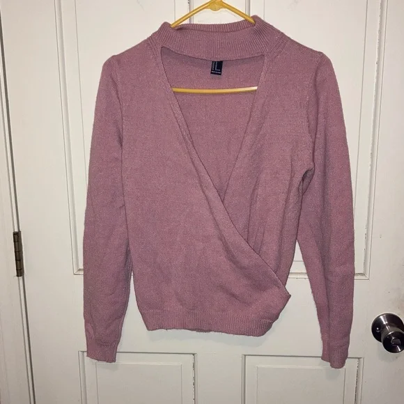 Forever 21 Dusty Pink Mauve Open Front Wrap Sweater Medium M - Picture 1 of 6